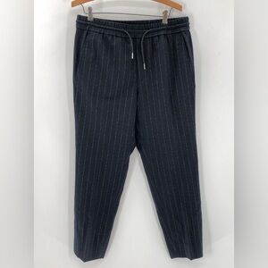 Sandro Paris blue navy striped pull on trousers pants